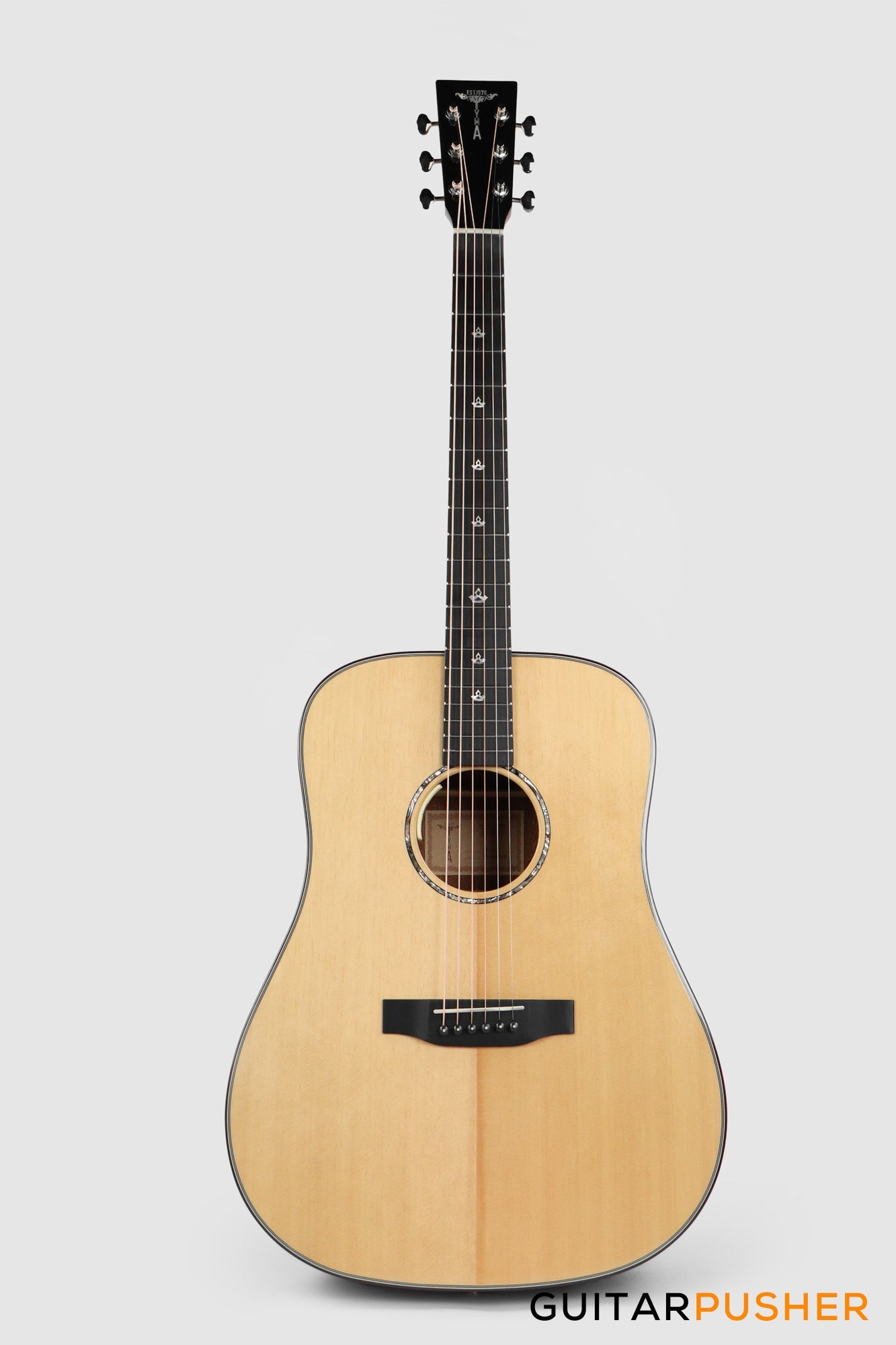 Tyma TD-10E Solid Sitka Spruce Top African Peach Core Dreadnought Acoustic-Electric Guitar with T-200 MAX preamp