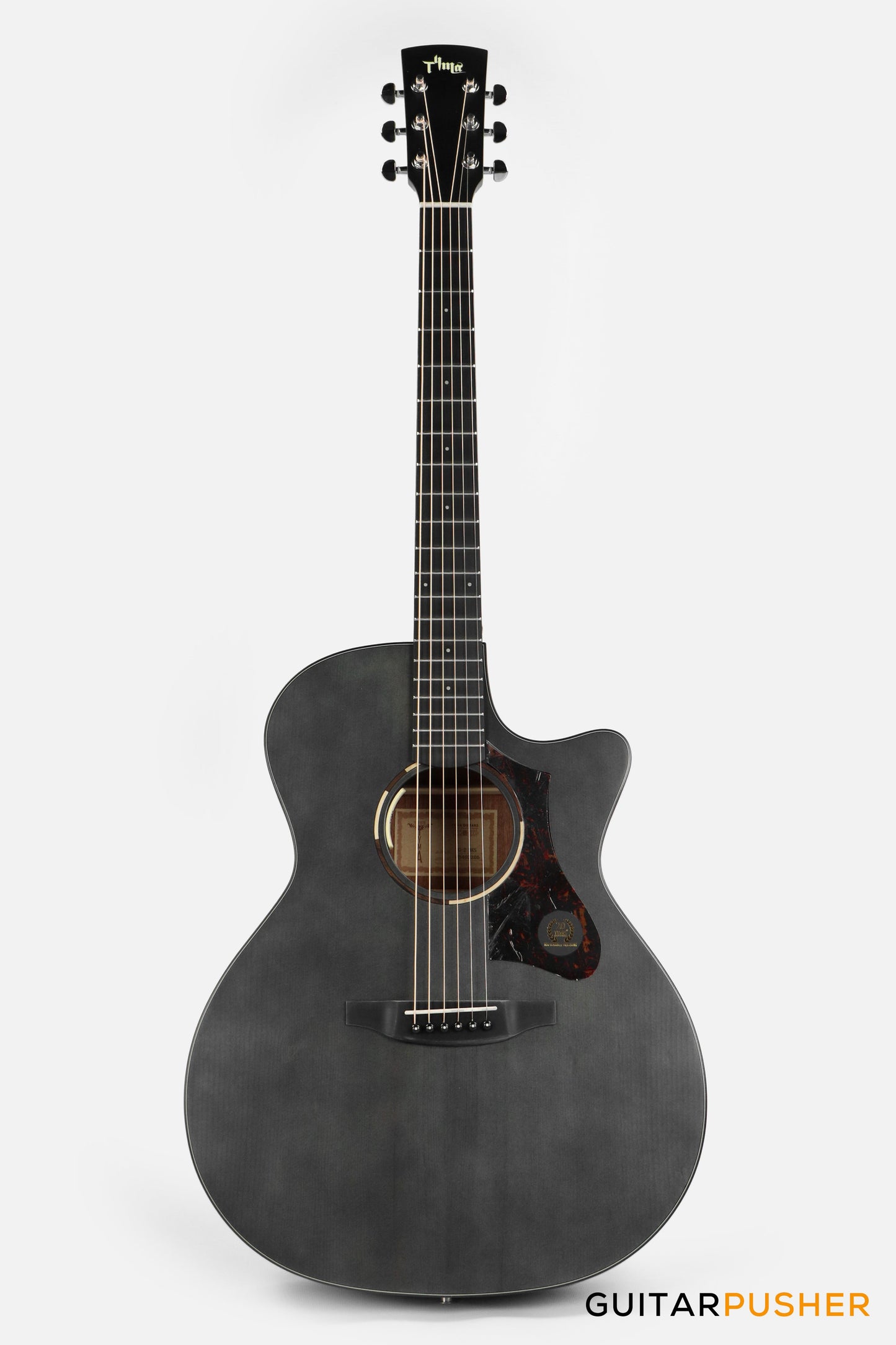 Tyma TG-2 BKS Solid Sitka Spruce Top Grand Auditorium Acoustic-Electric Guitar - (Black) with T-200 MAX preamp and Gig Bag