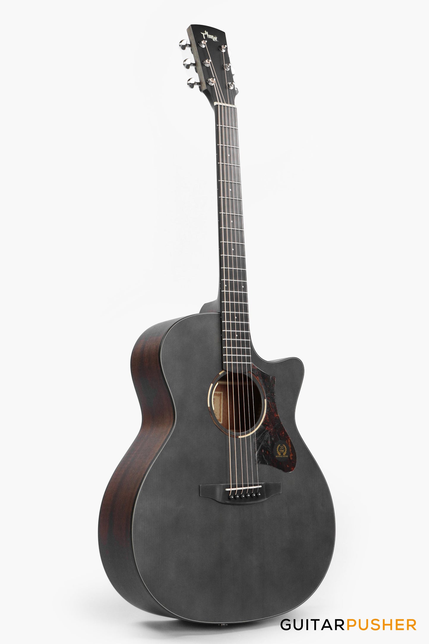 Tyma TG-2 BKS Solid Sitka Spruce Top Grand Auditorium Acoustic-Electric Guitar - (Black) with T-200 MAX preamp and Gig Bag