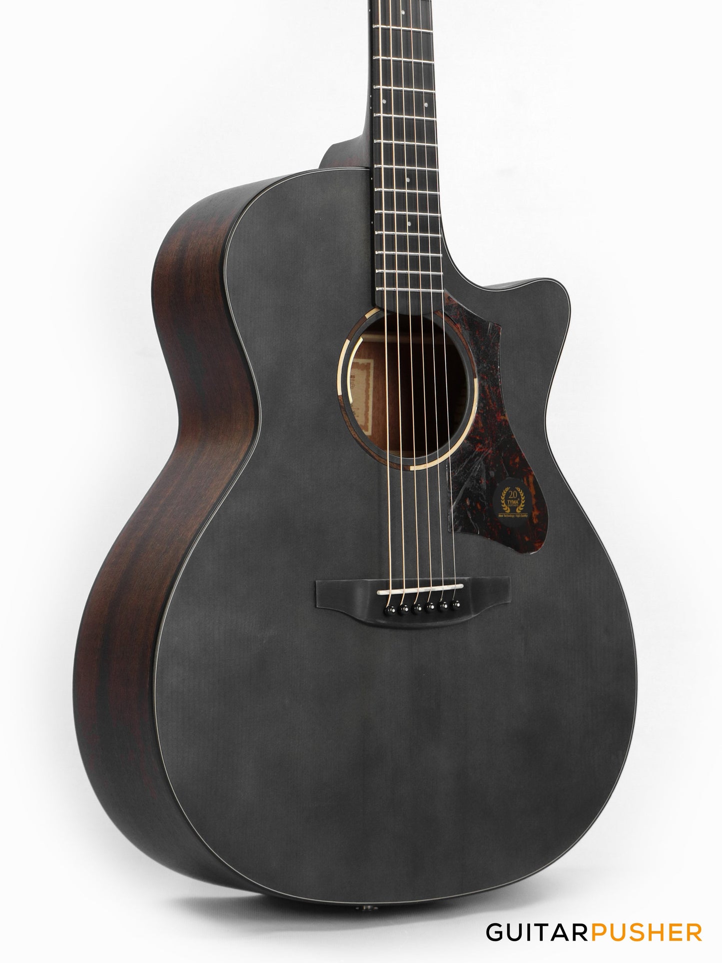 Tyma TG-2 BKS Solid Sitka Spruce Top Grand Auditorium Acoustic-Electric Guitar - (Black) with T-200 MAX preamp and Gig Bag