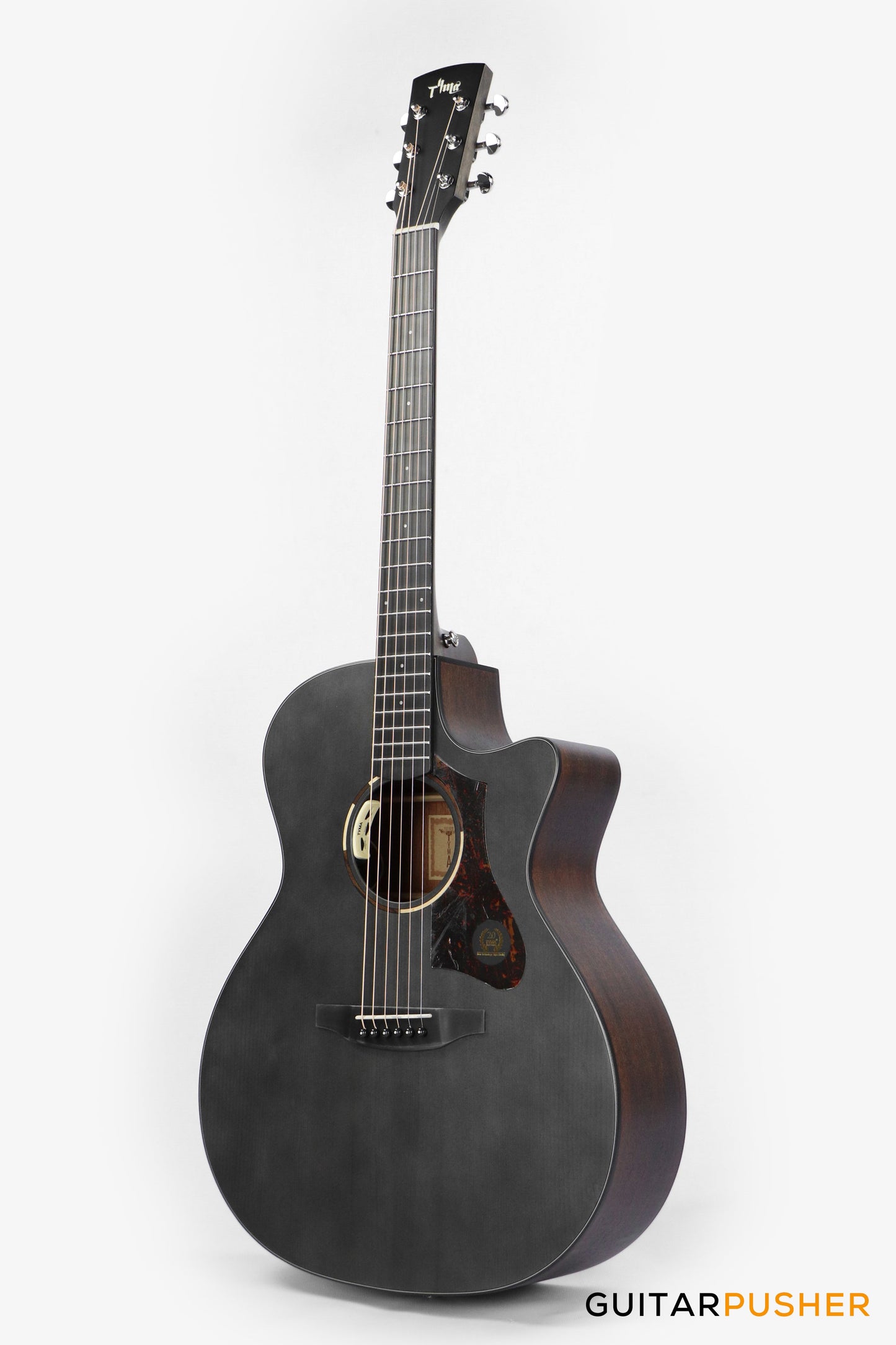 Tyma TG-2 BKS Solid Sitka Spruce Top Grand Auditorium Acoustic-Electric Guitar - (Black) with T-200 MAX preamp and Gig Bag