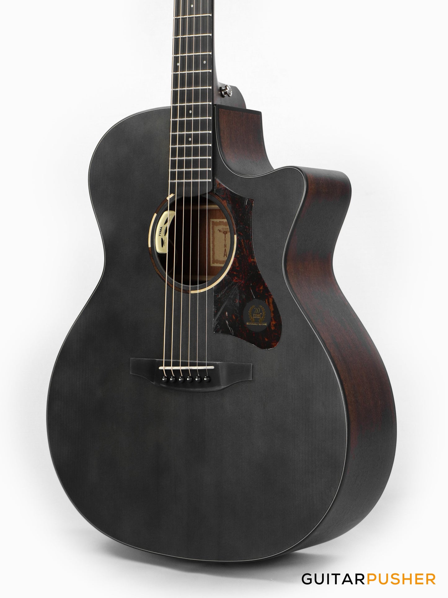 Tyma TG-2 BKS Solid Sitka Spruce Top Grand Auditorium Acoustic-Electric Guitar - (Black) with T-200 MAX preamp and Gig Bag