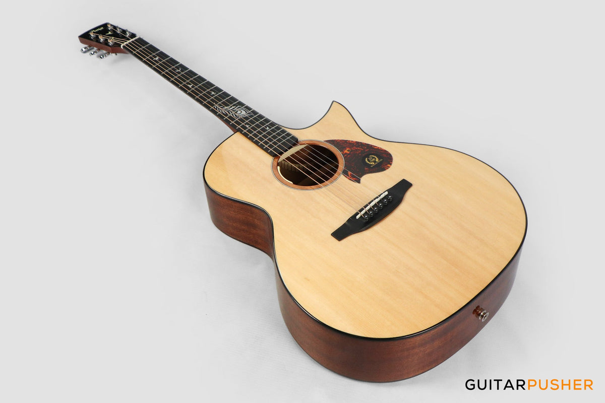 Tyma TG-5E Live Solid Sitka Spruce Top Sapele Grand Auditorium Acoustic-Electric Guitar with T200 MAX preamp