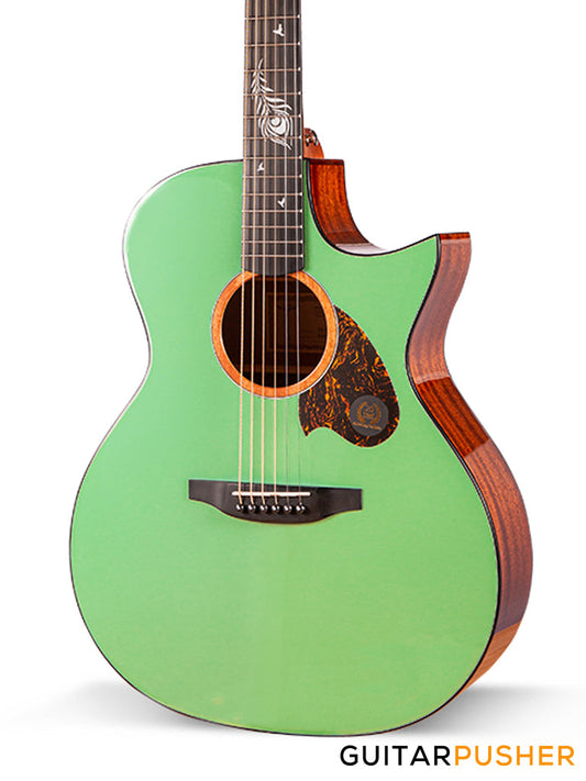 Tyma TG-5E Live MG (Mint Green) Solid Sitka Spruce Top Sapele Grand Auditorium Acoustic-Electric Guitar with T200 MAX preamp