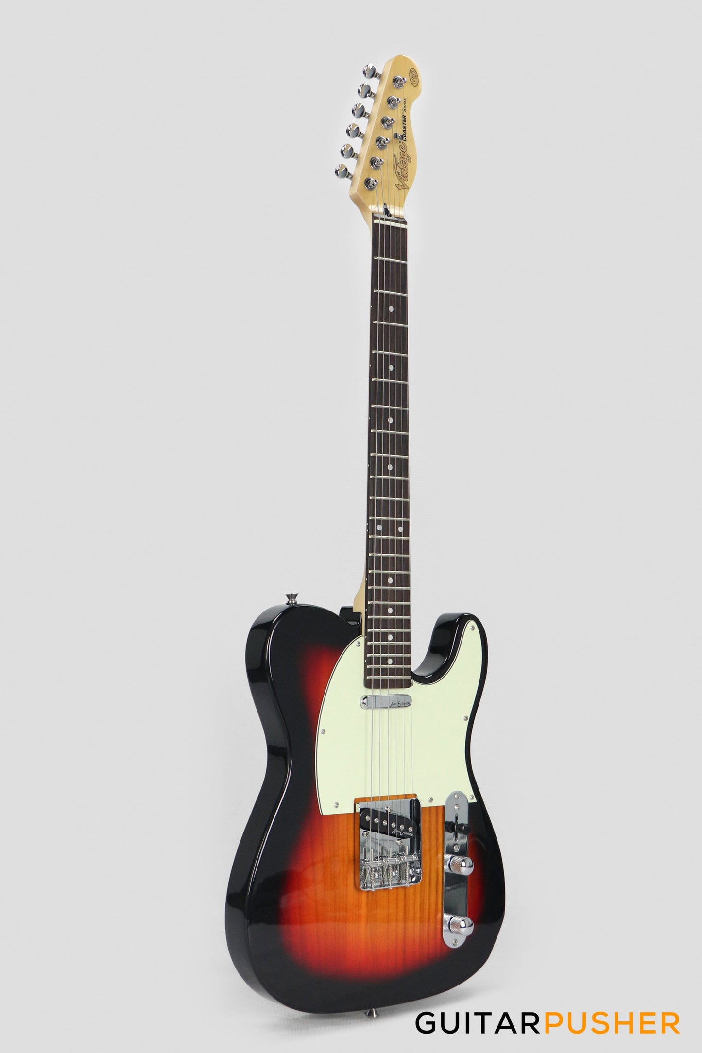 Vintage Coaster Series V20 T-Style Electric Guitar w/ Kinsman 10-Watt Amplifier, Gig Bag, & Accessories - 3-Tone Sunburst