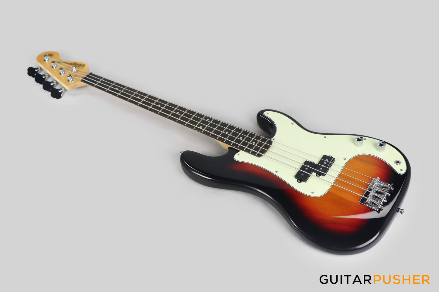 Vintage Coaster Series V40 4-String PB Bass w/ Kinsman 10-Watt Bass Amplifier, Gig Bag, & Accessories - 3-Tone Sunburst