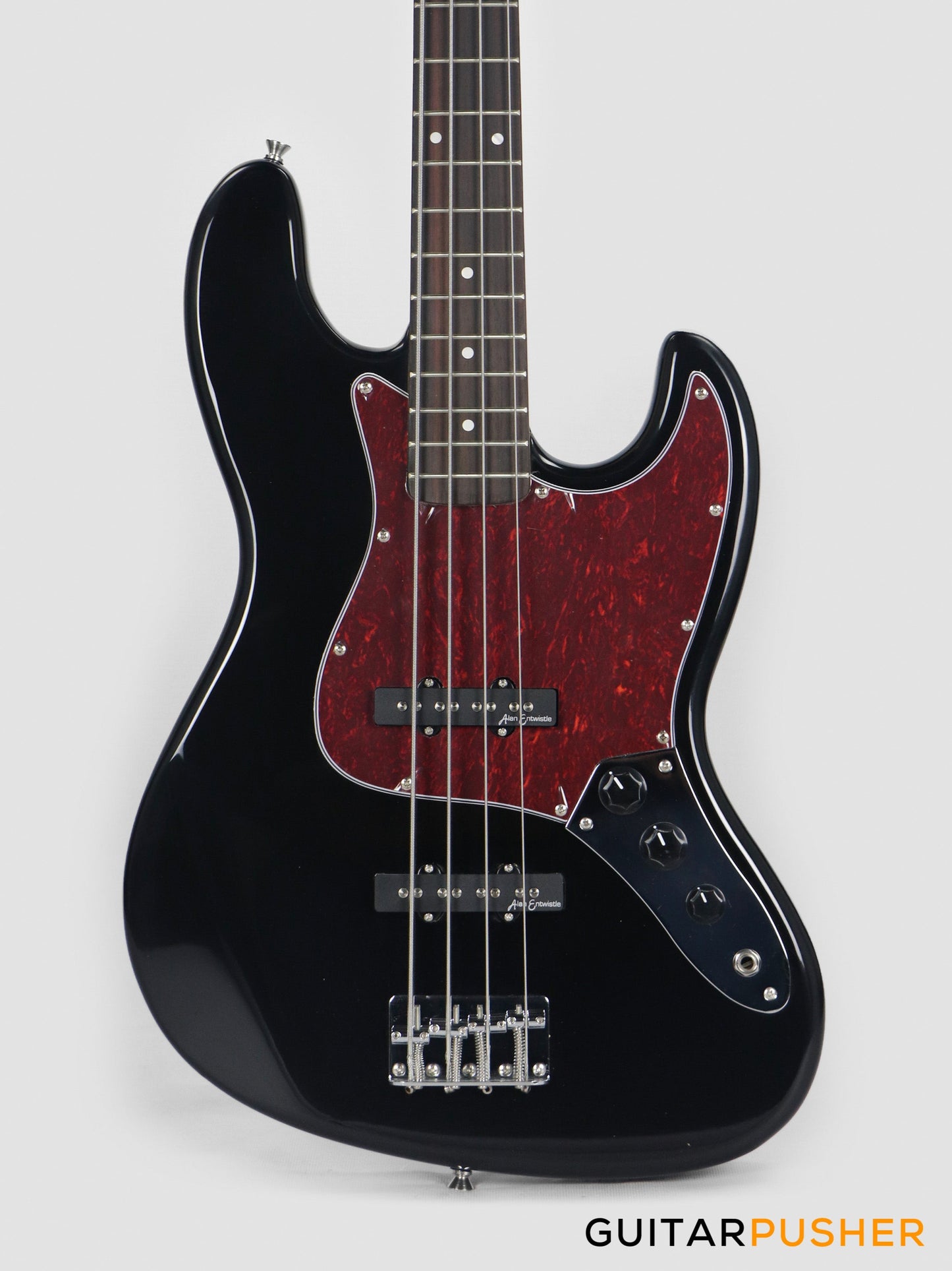 Vintage Coaster Series V49 4-String JB Bass w/ Kinsman 10-Watt Bass Amplifier, Gig Bag, & Accessories - Boulevard Black
