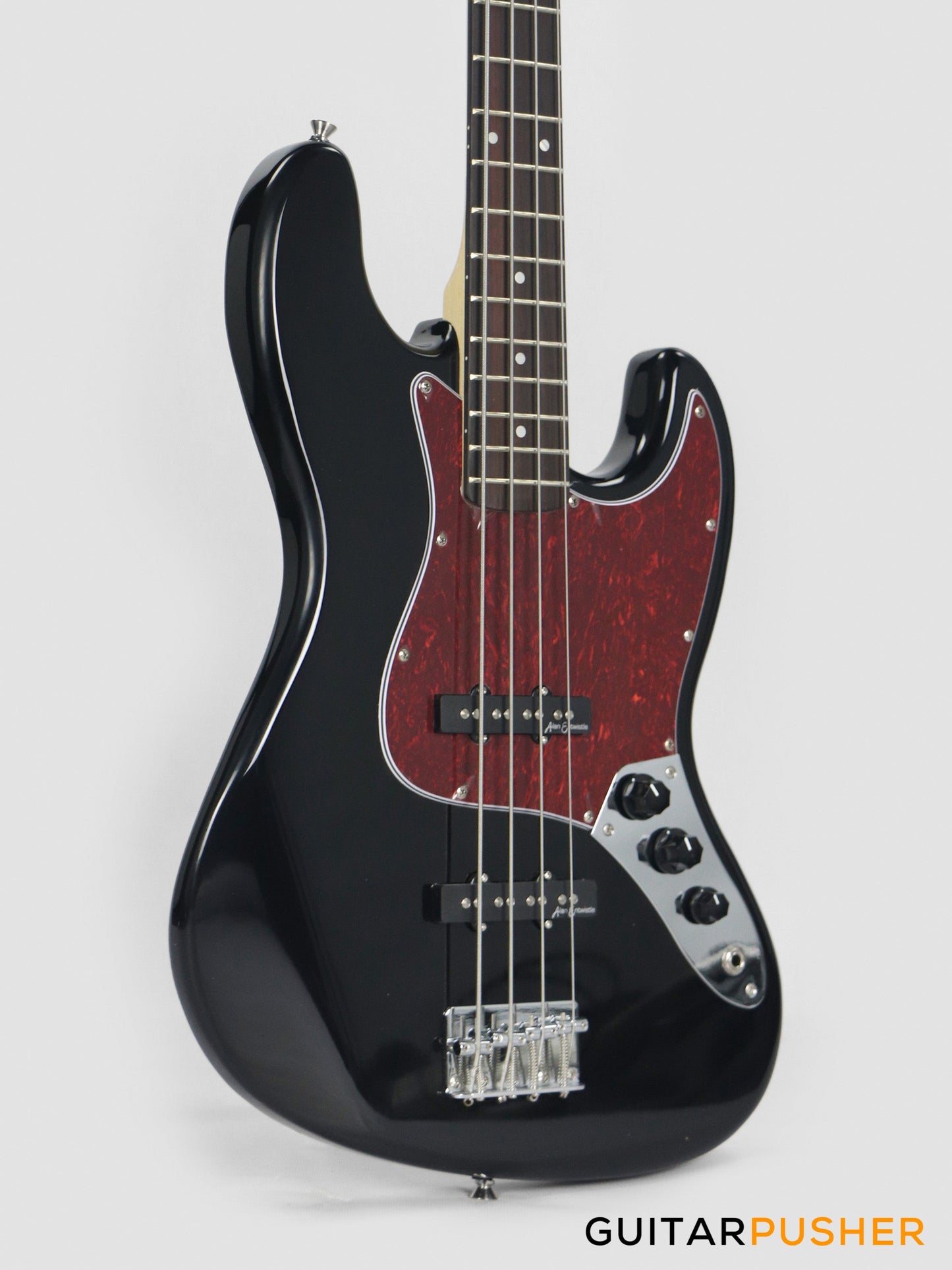 Vintage Coaster Series V49 4-String JB Bass w/ Kinsman 10-Watt Bass Amplifier, Gig Bag, & Accessories - Boulevard Black