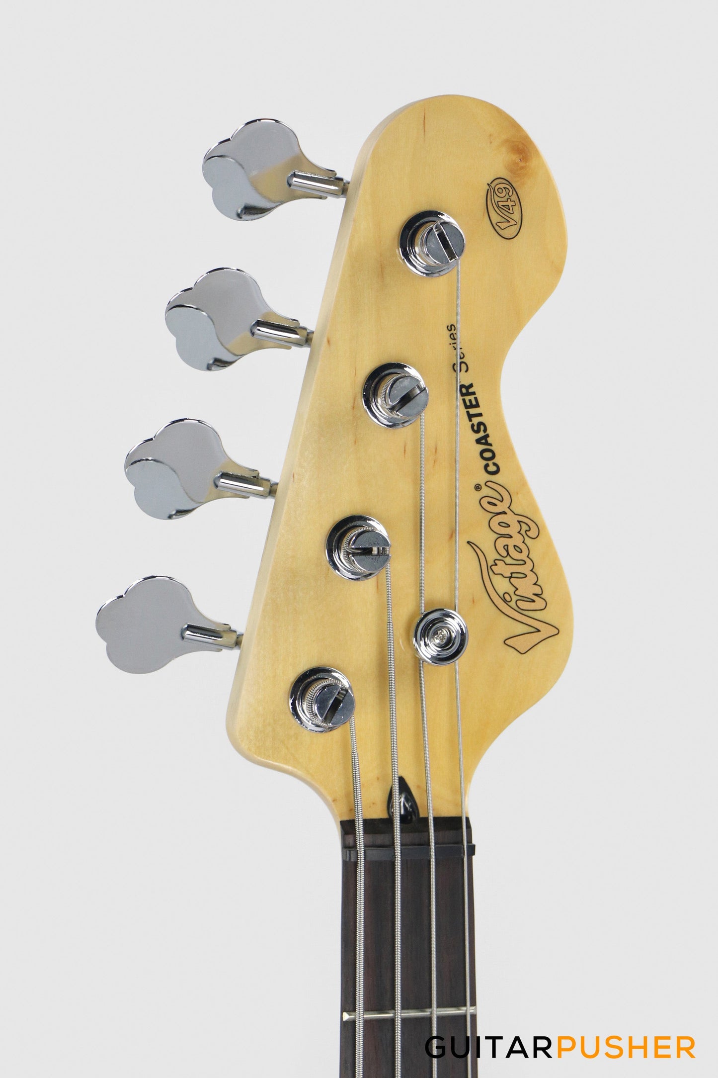 Vintage Coaster Series V49 4-String JB Bass w/ Kinsman 10-Watt Bass Amplifier, Gig Bag, & Accessories - Boulevard Black