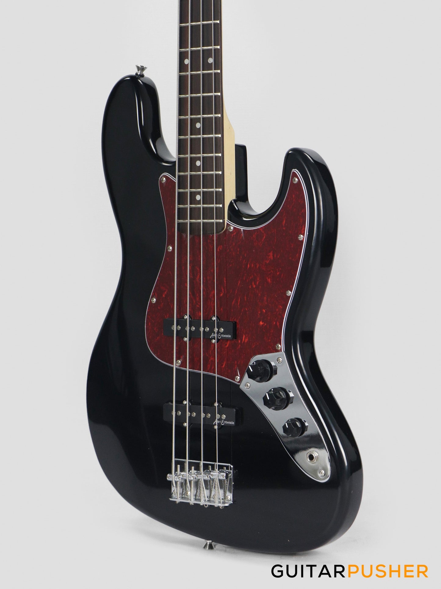Vintage Coaster Series V49 4-String JB Bass w/ Kinsman 10-Watt Bass Amplifier, Gig Bag, & Accessories - Boulevard Black