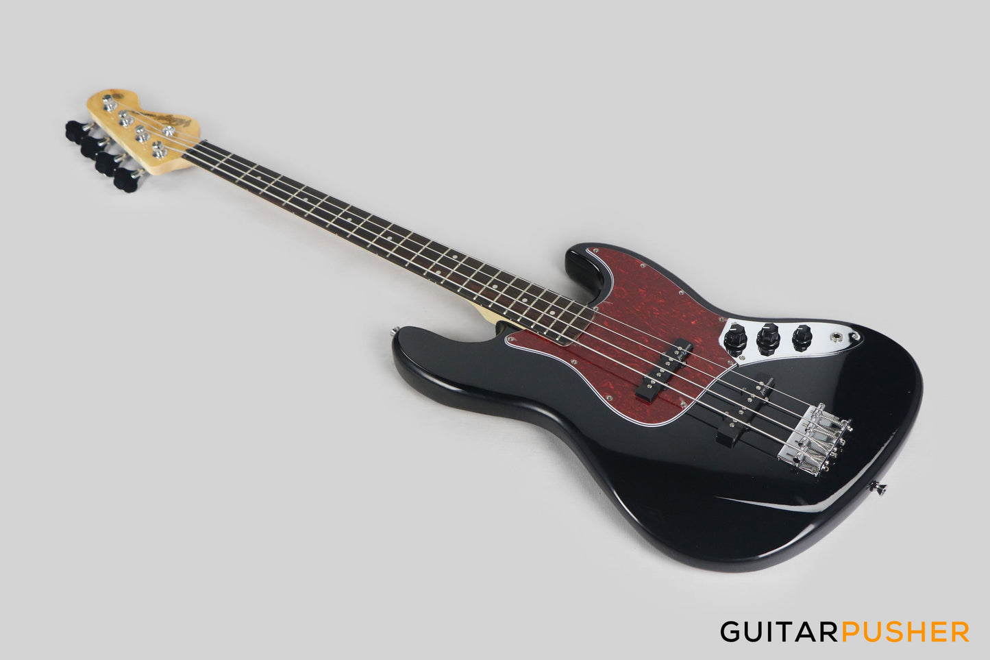Vintage Coaster Series V49 4-String JB Bass w/ Kinsman 10-Watt Bass Amplifier, Gig Bag, & Accessories - Boulevard Black