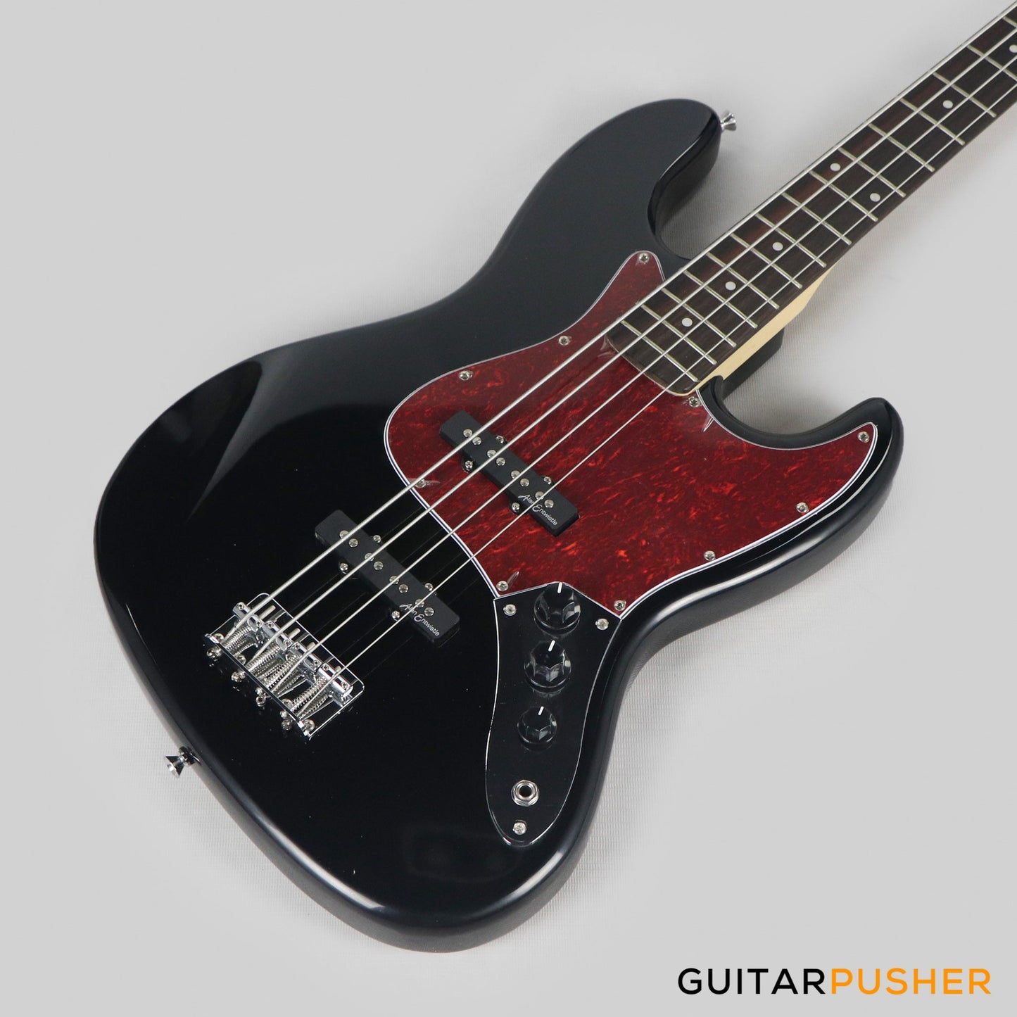 Vintage Coaster Series V49 4-String JB Bass w/ Kinsman 10-Watt Bass Amplifier, Gig Bag, & Accessories - Boulevard Black