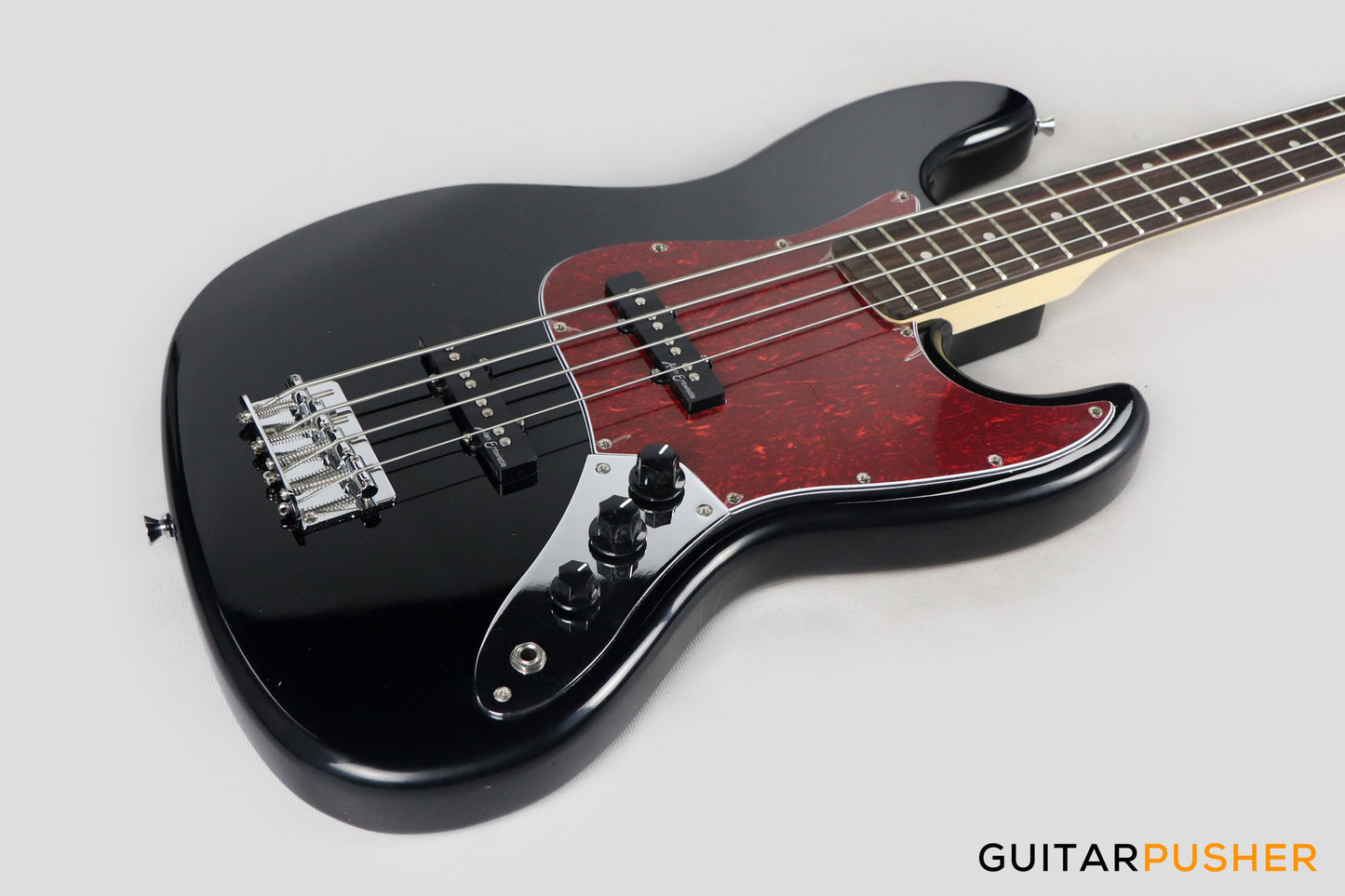 Vintage Coaster Series V49 4-String JB Bass w/ Kinsman 10-Watt Bass Amplifier, Gig Bag, & Accessories - Boulevard Black