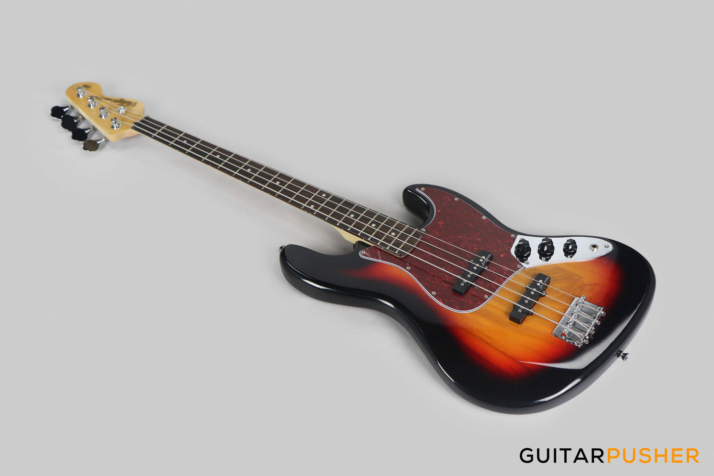 Vintage Coaster Series V49 4-String JB Bass w/ Kinsman 10-Watt Bass Amplifier, Gig Bag, & Accessories - 3-Tone Sunburst