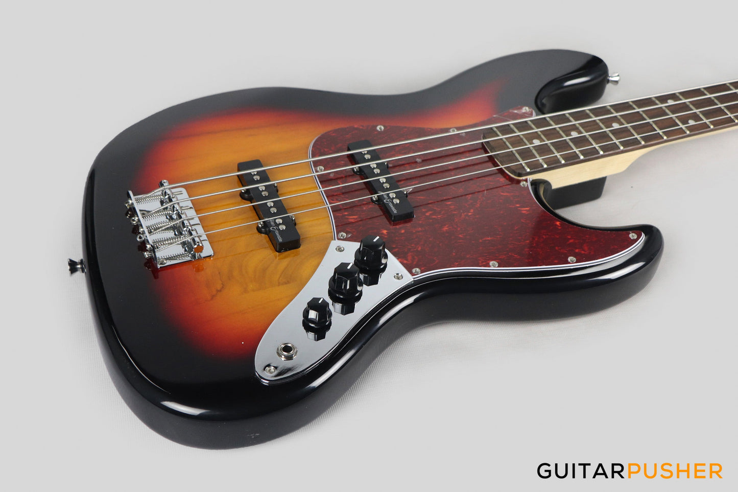 Vintage Coaster Series V49 4-String JB Bass w/ Kinsman 10-Watt Bass Amplifier, Gig Bag, & Accessories - 3-Tone Sunburst