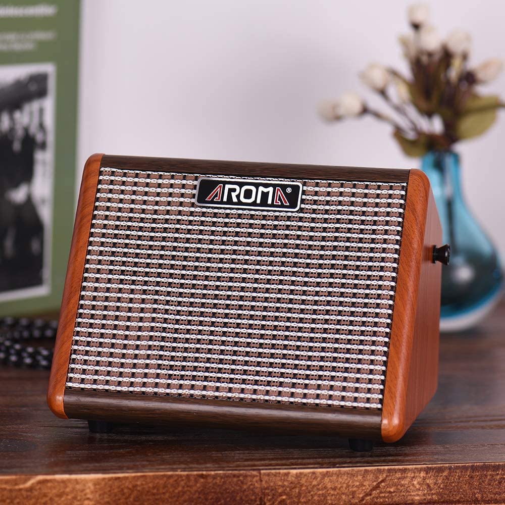 Aroma AG-15A 15W Portable Acoustic Guitar Amplifier with Built-in Rechargeable Battery and Bluetooth