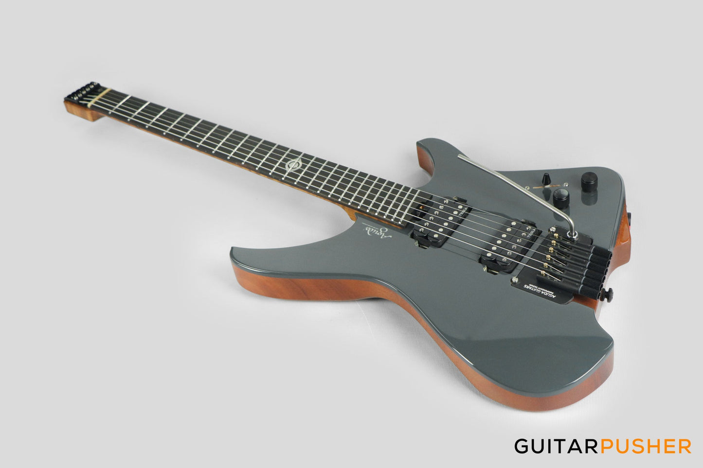 Aguda Black Hole Headless Electric Guitar Mahogany Body Ebony Fretboard - Grey Natural