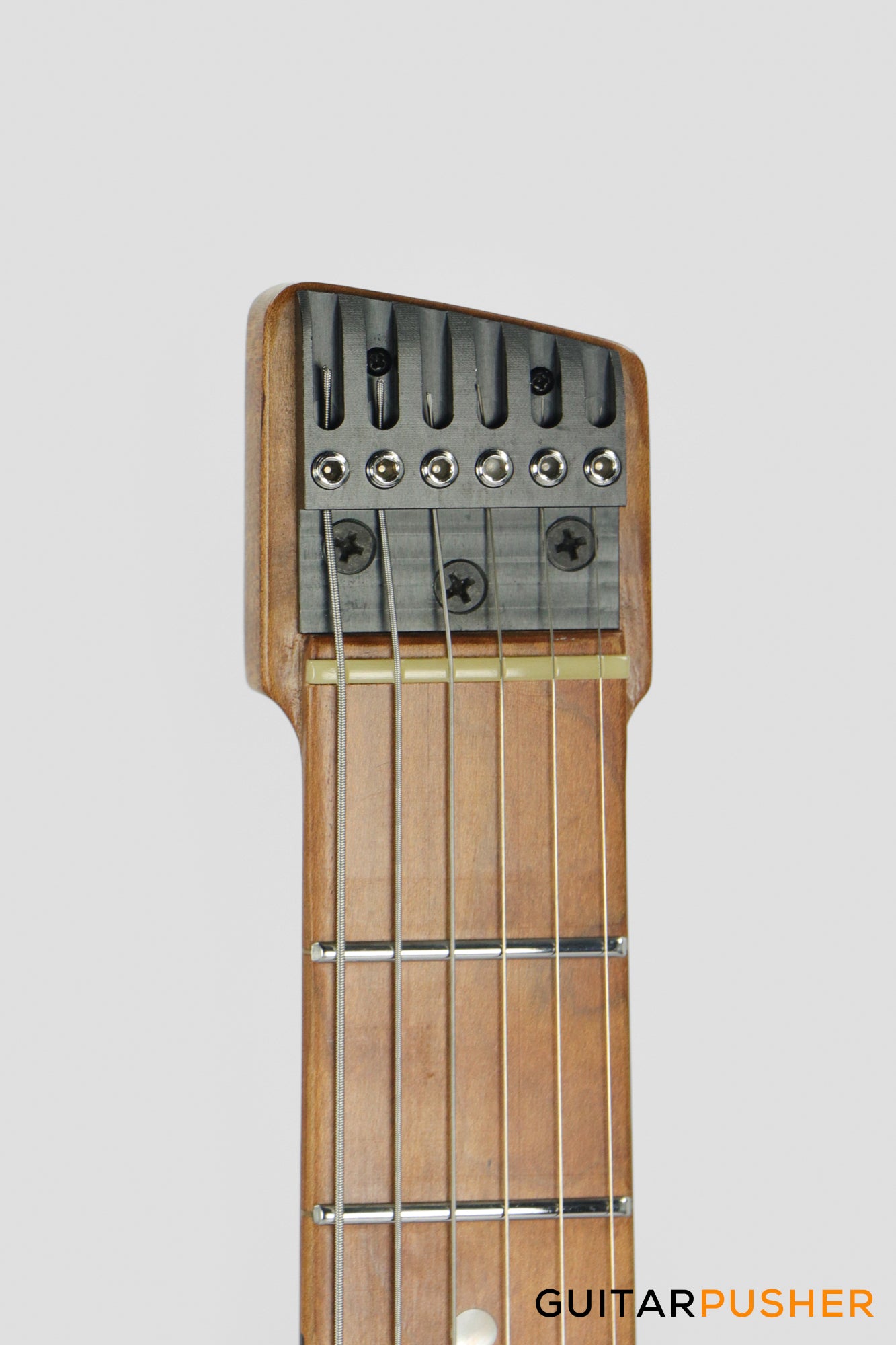 Aguda Musicboy Pro Headless Electric Guitar Alder Body Roasted Maple Fretboard - Sonic Blue w/ Cream Pickguard