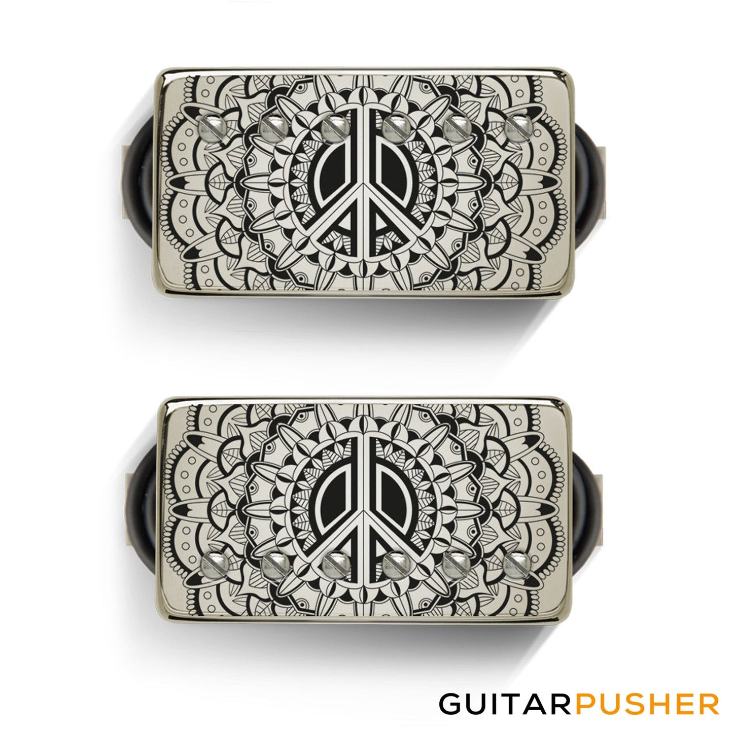 Bareknuckle Peacemaker Calibrated Humbucker Pickup Set, Nickel Covers w/ Nickel Screw Pole Pieces, 4-Con, Mandala Etch