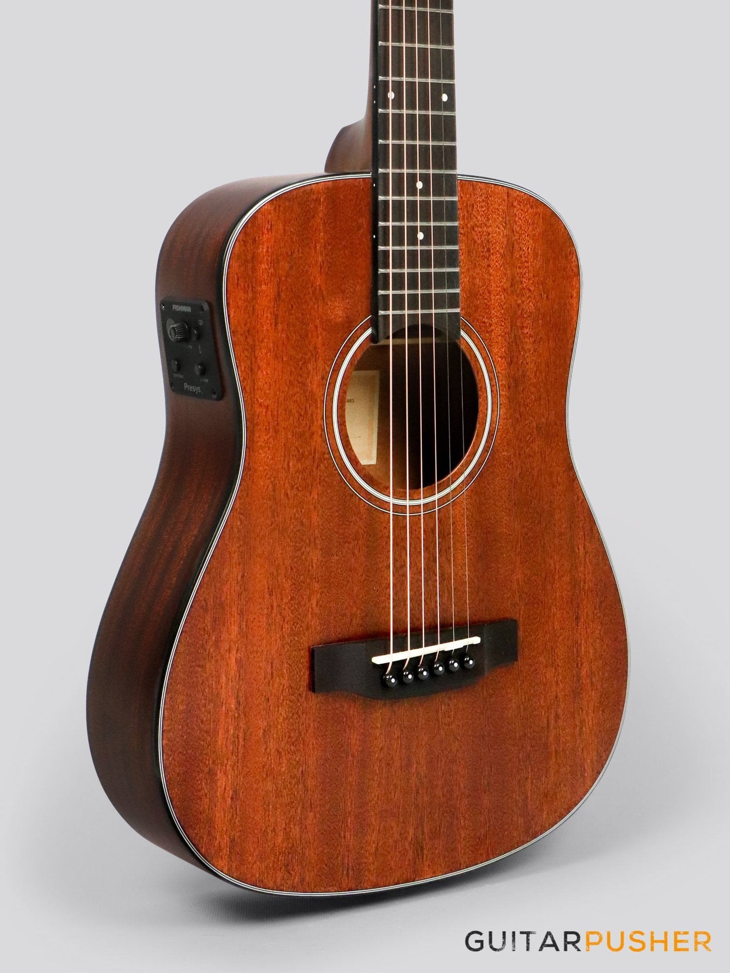 Phoebus Baby-Ne v3 3/4 Dreadnought (3rd Gen.) All Mahogany Travel Acoustic-Electric Guitar w/ Gig Bag - GuitarPusher