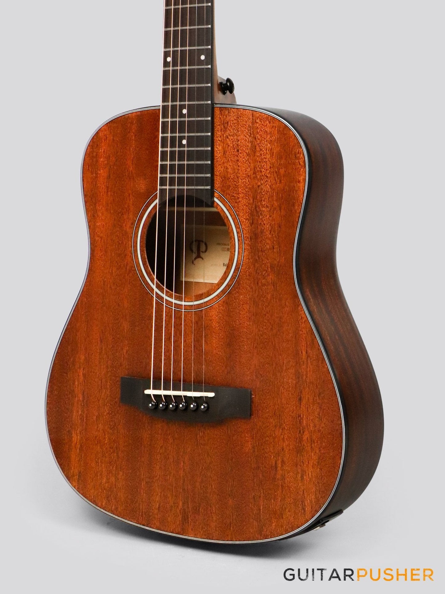 Phoebus Baby-Ne v3 3/4 Dreadnought (3rd Gen.) All Mahogany Travel Acoustic-Electric Guitar w/ Gig Bag - GuitarPusher