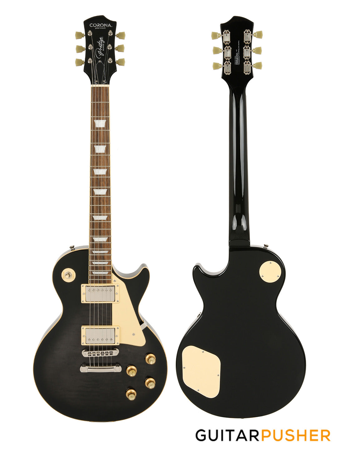 Corona Guitars Prestige Standard Singlecut Electric Guitar w/ Gig Bag - Black Burst
