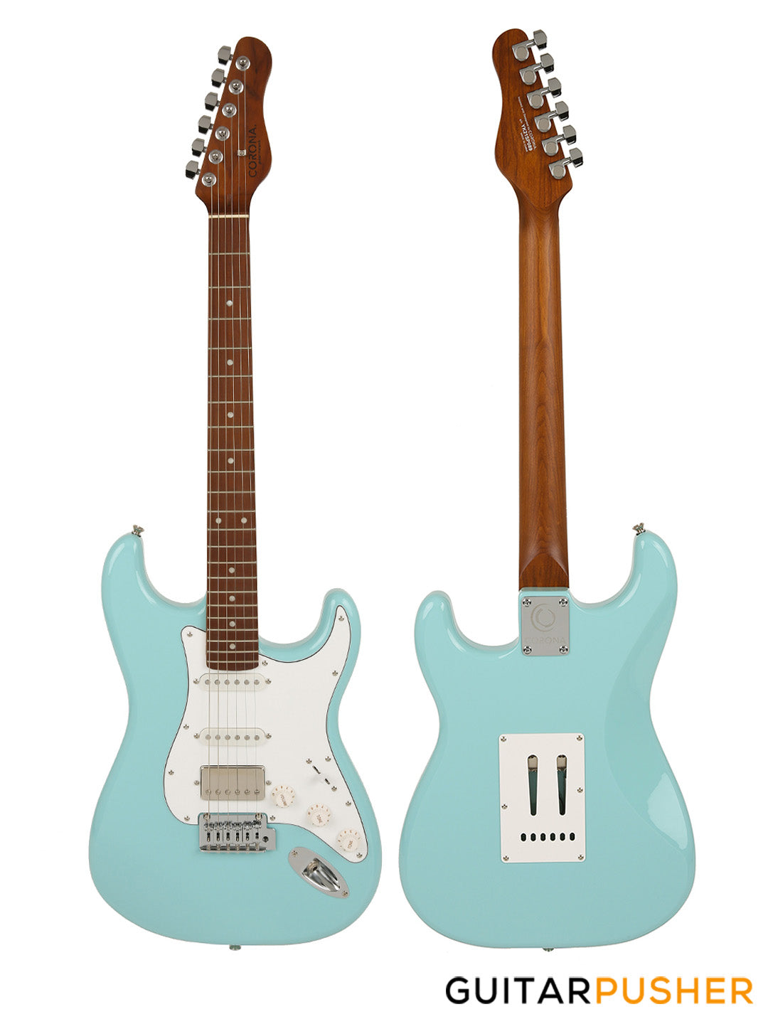 Corona Guitars Standard Plus ST (HSS) S-Style Electric Guitar w/ Gig Bag - Daphne Blue