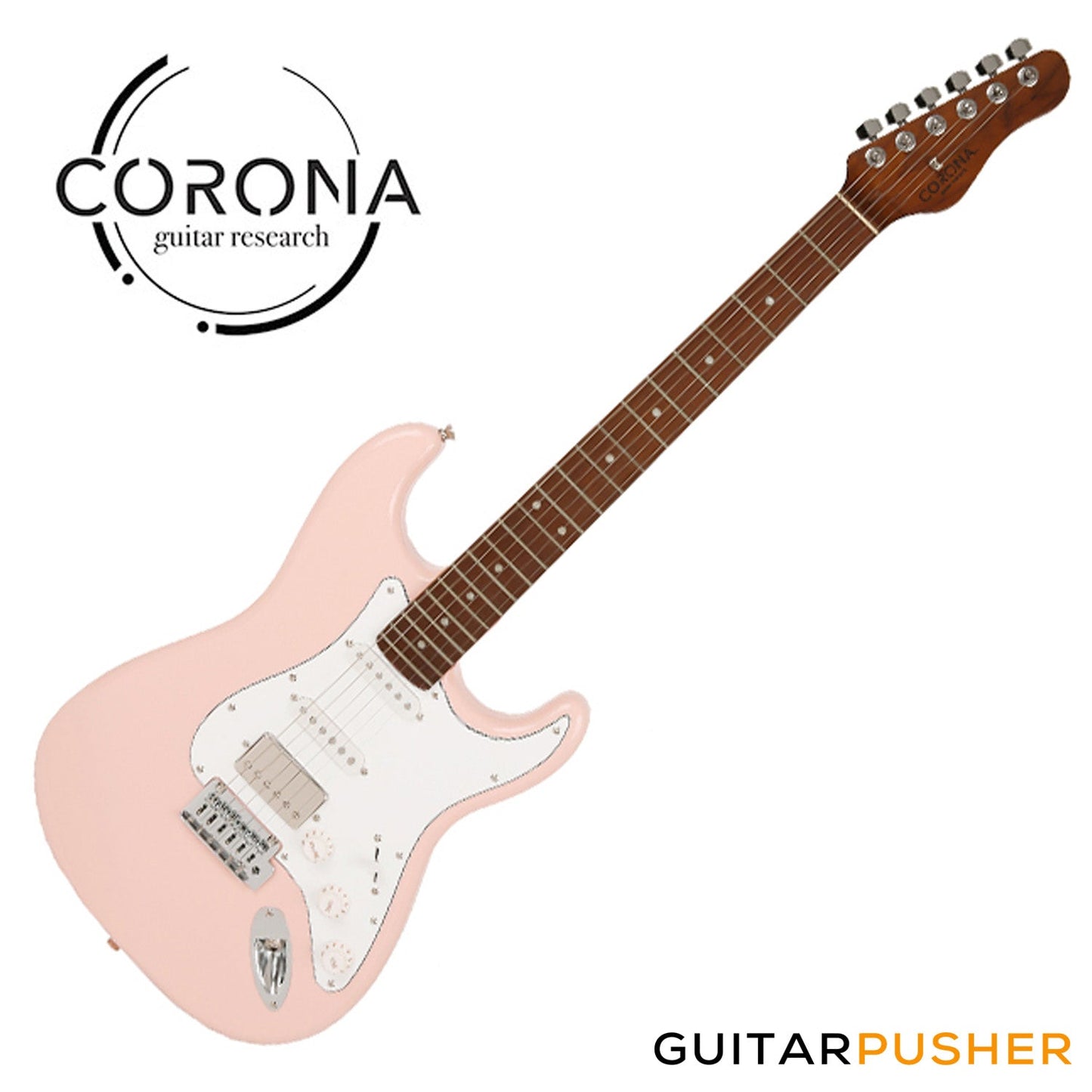 Corona Guitars Standard Plus ST (HSS) S-Style Electric Guitar w/ Gig Bag - Shell Pink