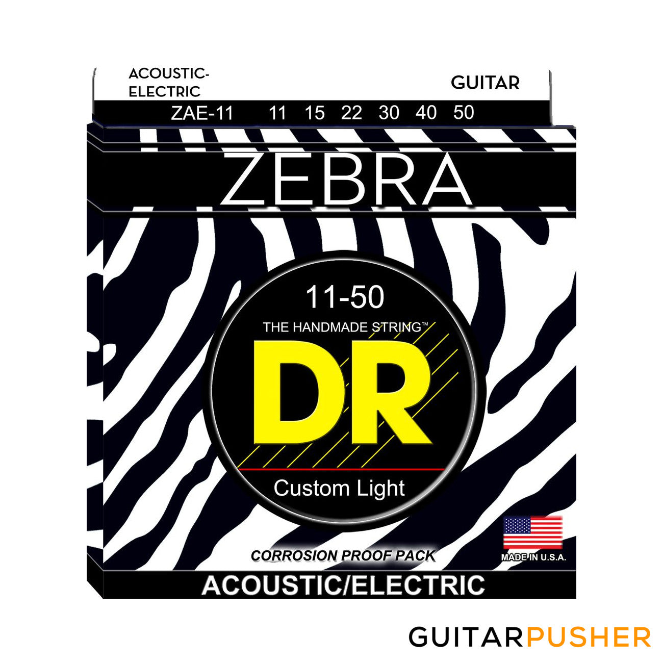 DR Zebra Nickel Plated Steel/Phosphor Bronze Acoustic-Electric Guitar Strings