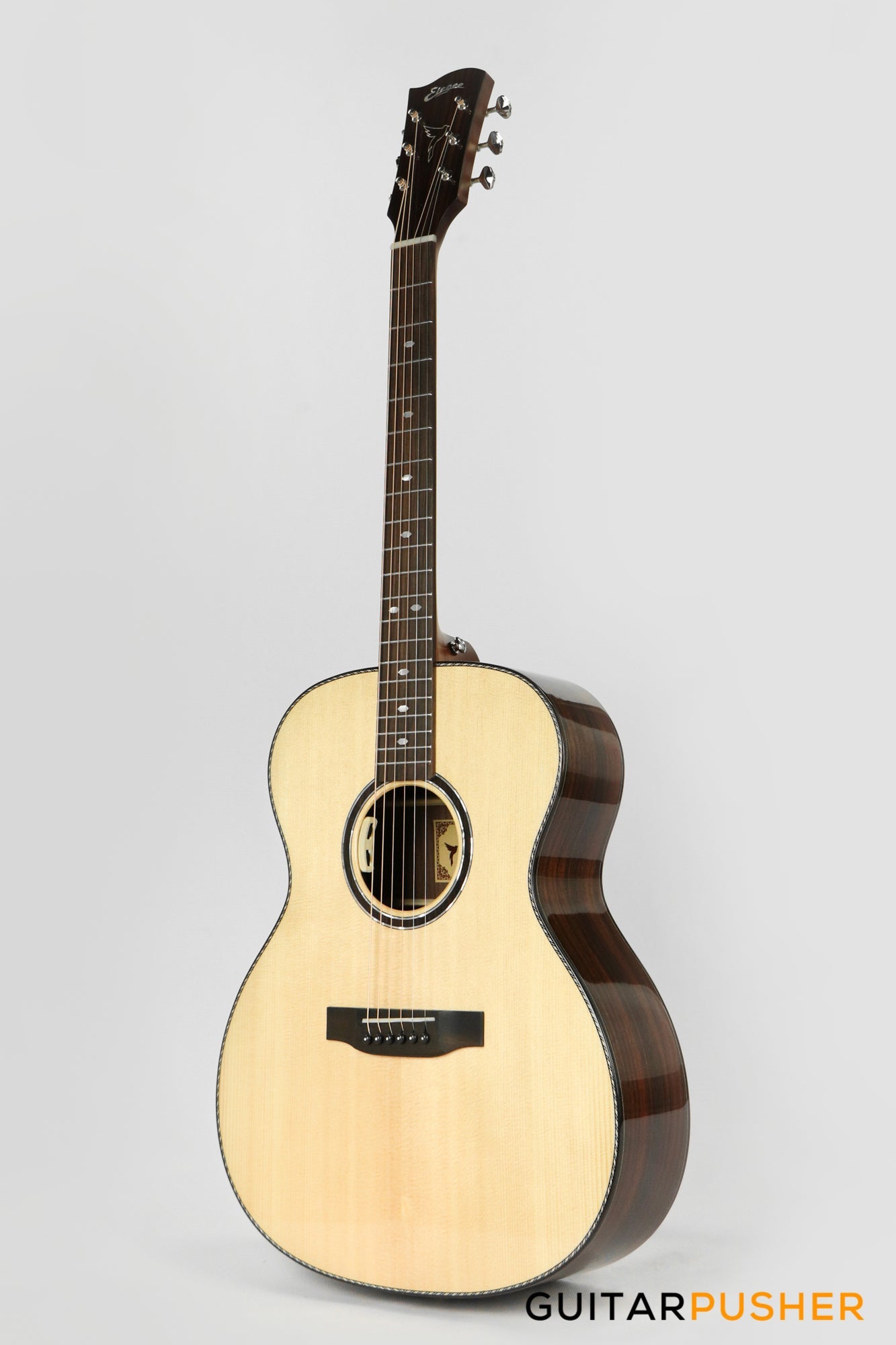 Elegee Katala Solid Sitka Spruce Top  OM Acoustic-Electric Guitar with Dual Pickup System