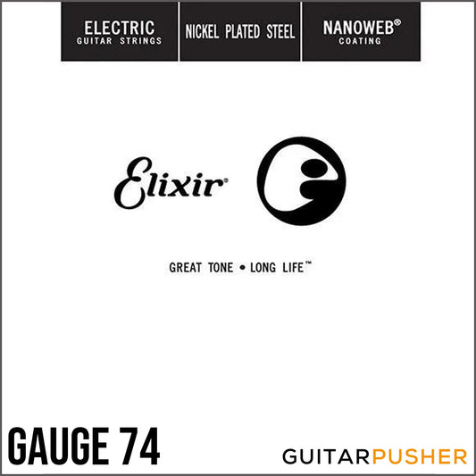 Elixir Electric Nickel Plated Steel Single Electric Guitar String with NANOWEB Coating - Gauge 74