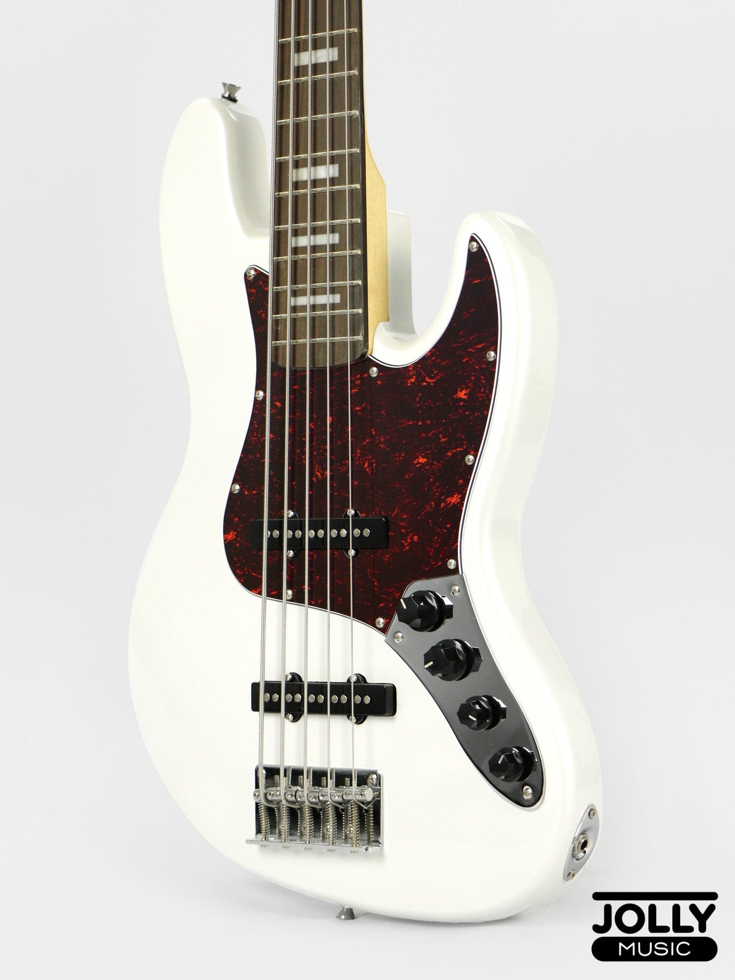 JCraft JB-2A J-Offset 5-String Bass Guitar - White