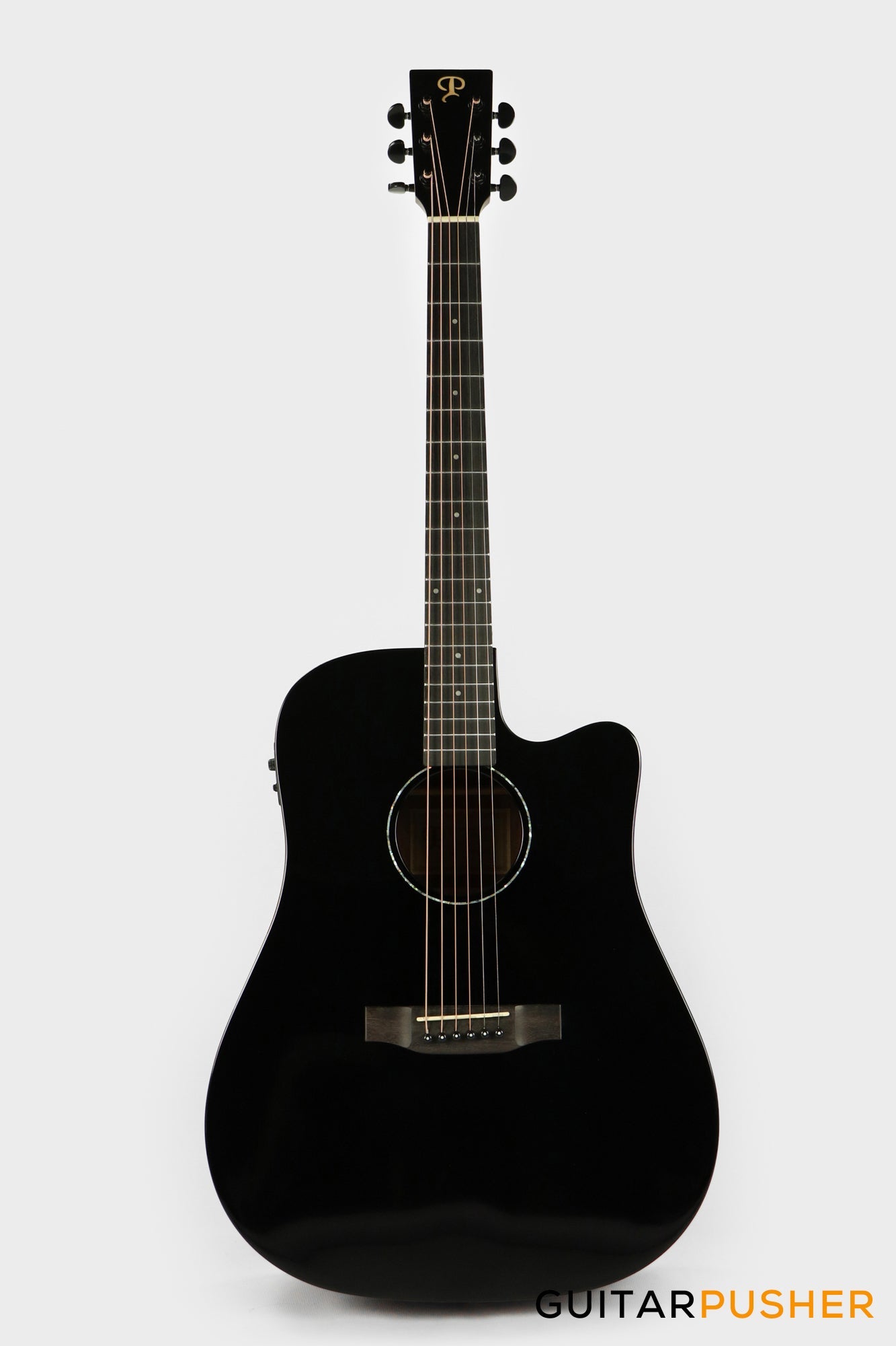 Phoebus PG-50ce v3 Solid Top Dreadnought (3rd Gen.) Acoustic-Electric Guitar - Black w/ Gig Bag