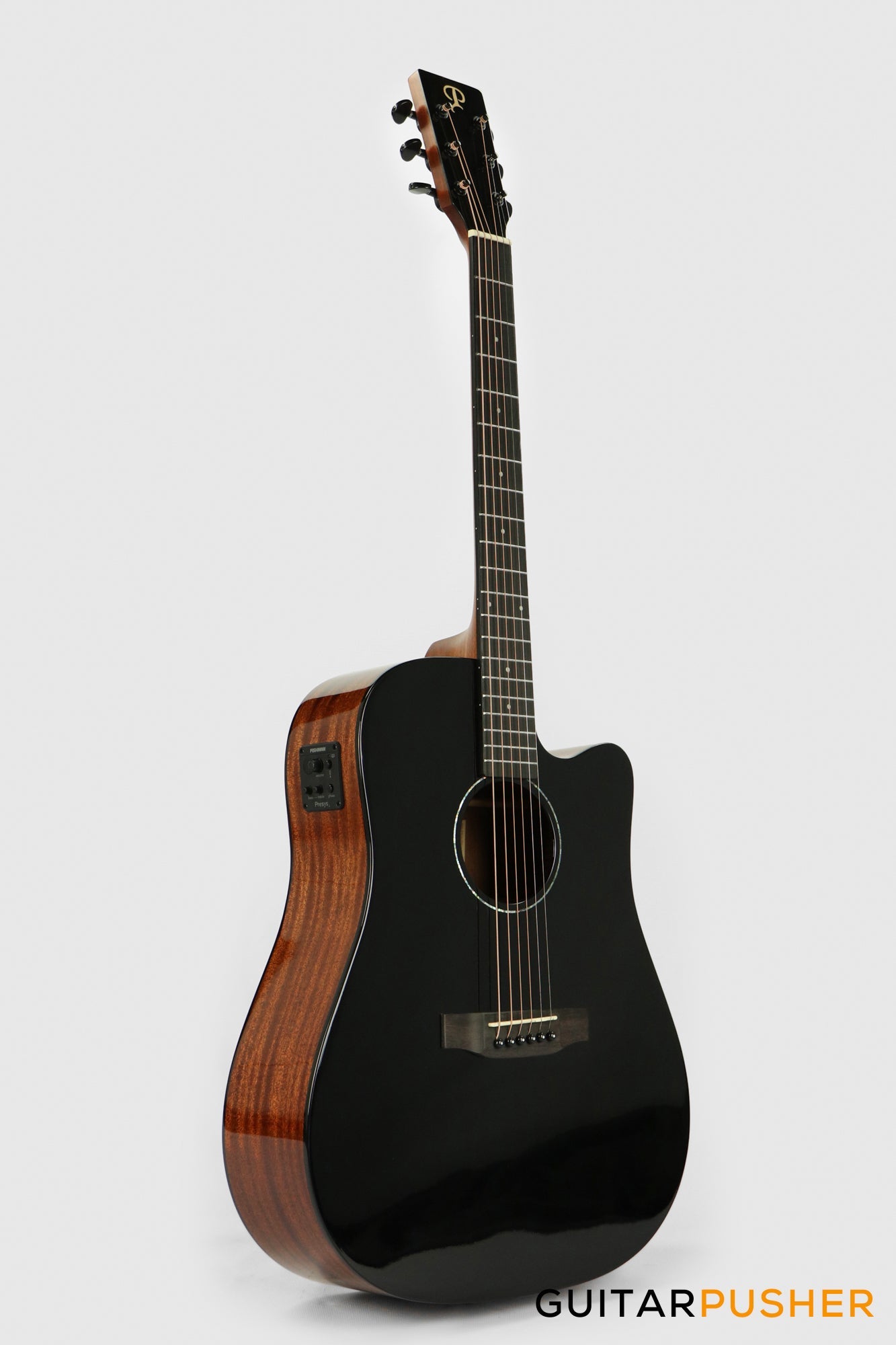 Phoebus PG-50ce v3 Solid Top Dreadnought (3rd Gen.) Acoustic-Electric Guitar - Black w/ Gig Bag