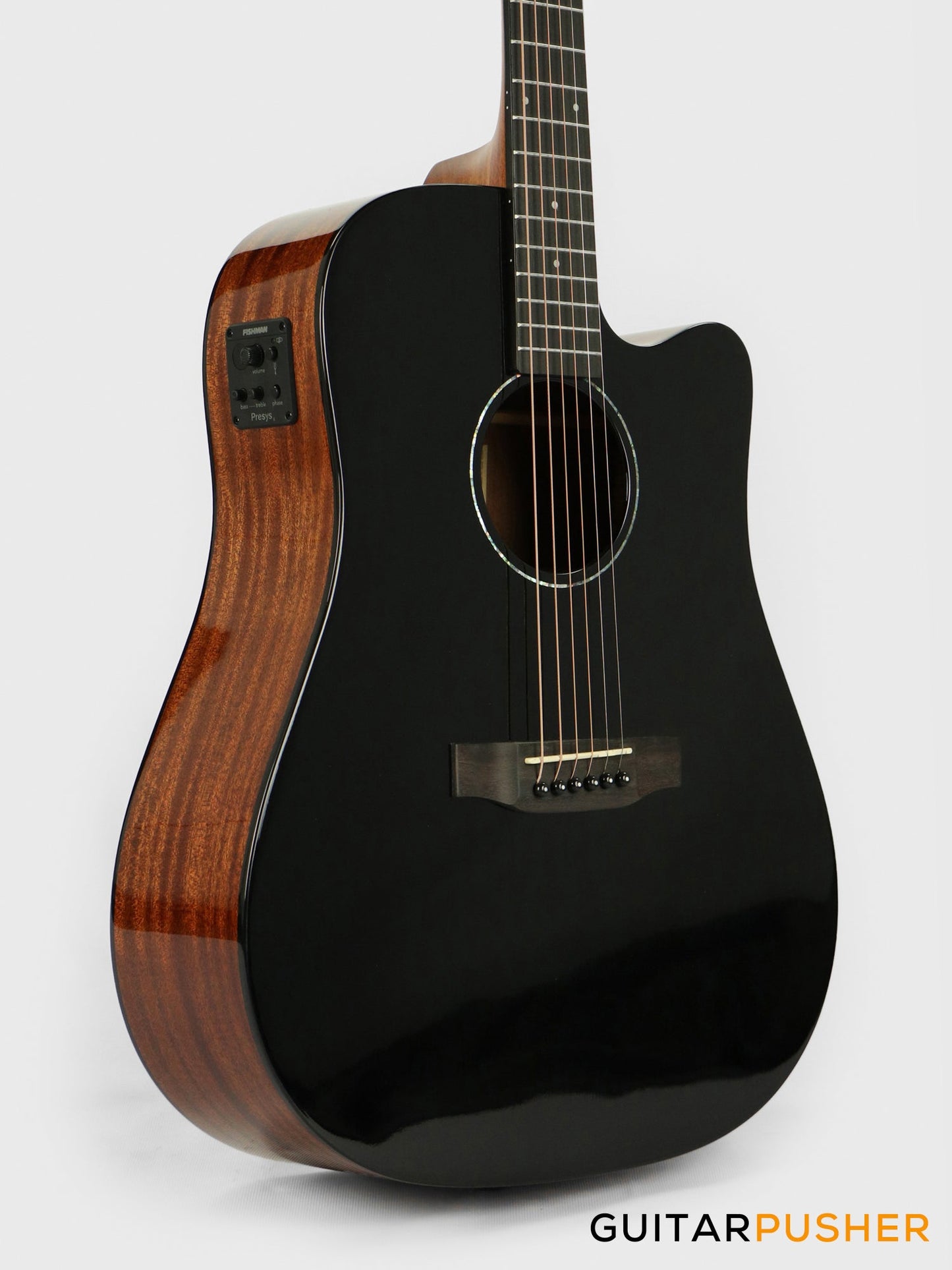 Phoebus PG-50ce v3 Solid Top Dreadnought (3rd Gen.) Acoustic-Electric Guitar - Black w/ Gig Bag