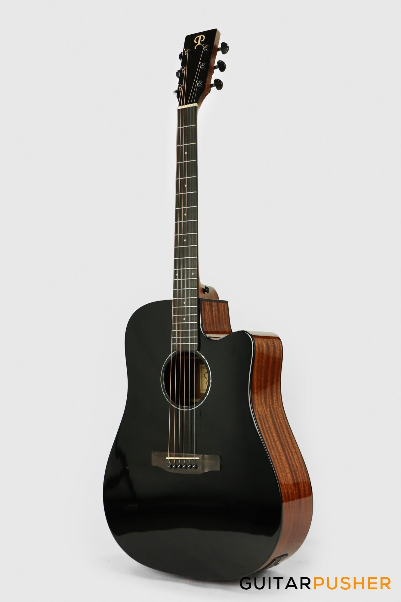 Phoebus PG-50ce v3 Solid Top Dreadnought (3rd Gen.) Acoustic-Electric Guitar - Black w/ Gig Bag