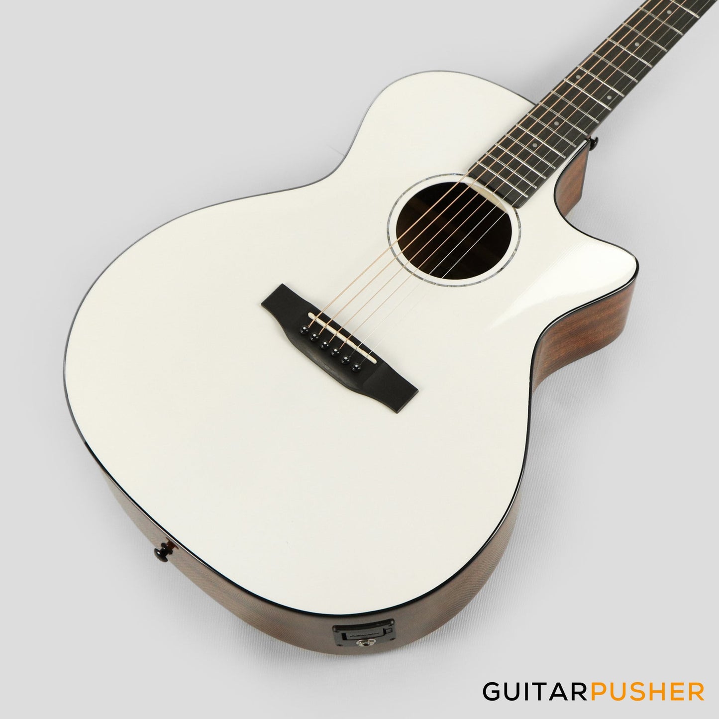 Phoebus PG-40ce v3 Solid Top OM (3rd Gen.) Acoustic-Electric Guitar - White w/ Gig Bag