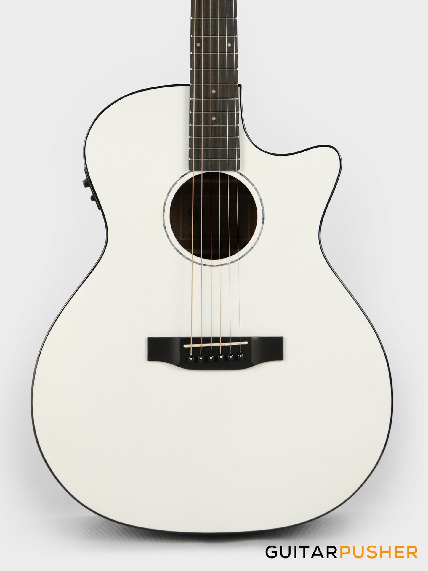 Phoebus PG-40ce v3 Solid Top OM (3rd Gen.) Acoustic-Electric Guitar - White w/ Gig Bag