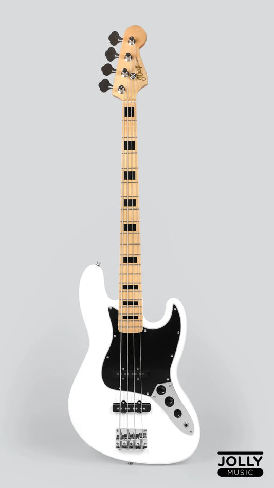 JCraft JB-1 J-Offset 4-String Bass Guitar with Gigbag - White