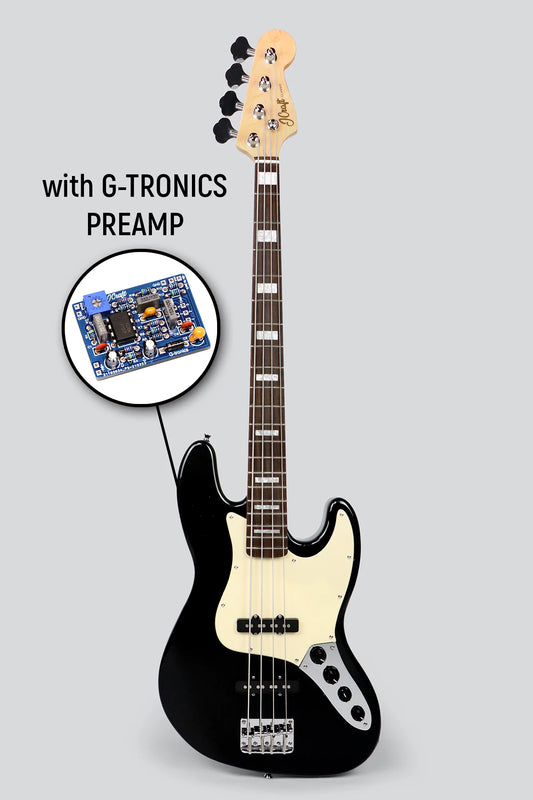 JCraft JB-2A Active J-Offset 4-String Bass Guitar with Gibtronics J-Preamp / Shielding - Black