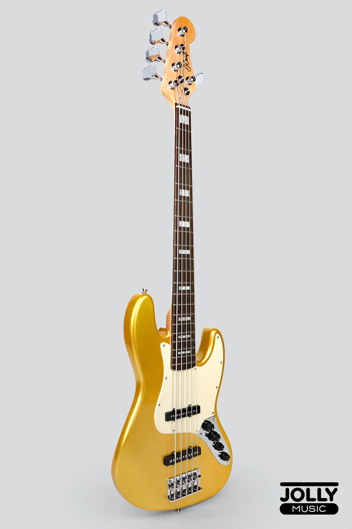 J-Craft JB-2A J-Offset 5-String Bass Guitar - Metallic Gold