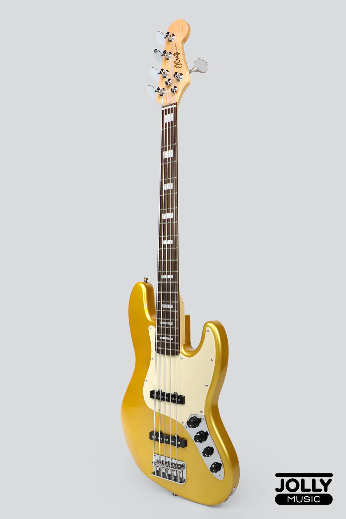 J-Craft JB-2A J-Offset 5-String Bass Guitar - Metallic Gold