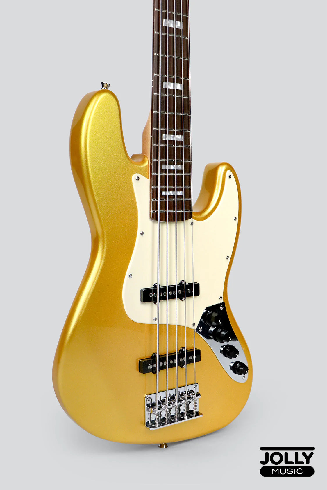 J-Craft JB-2A J-Offset 5-String Bass Guitar - Metallic Gold