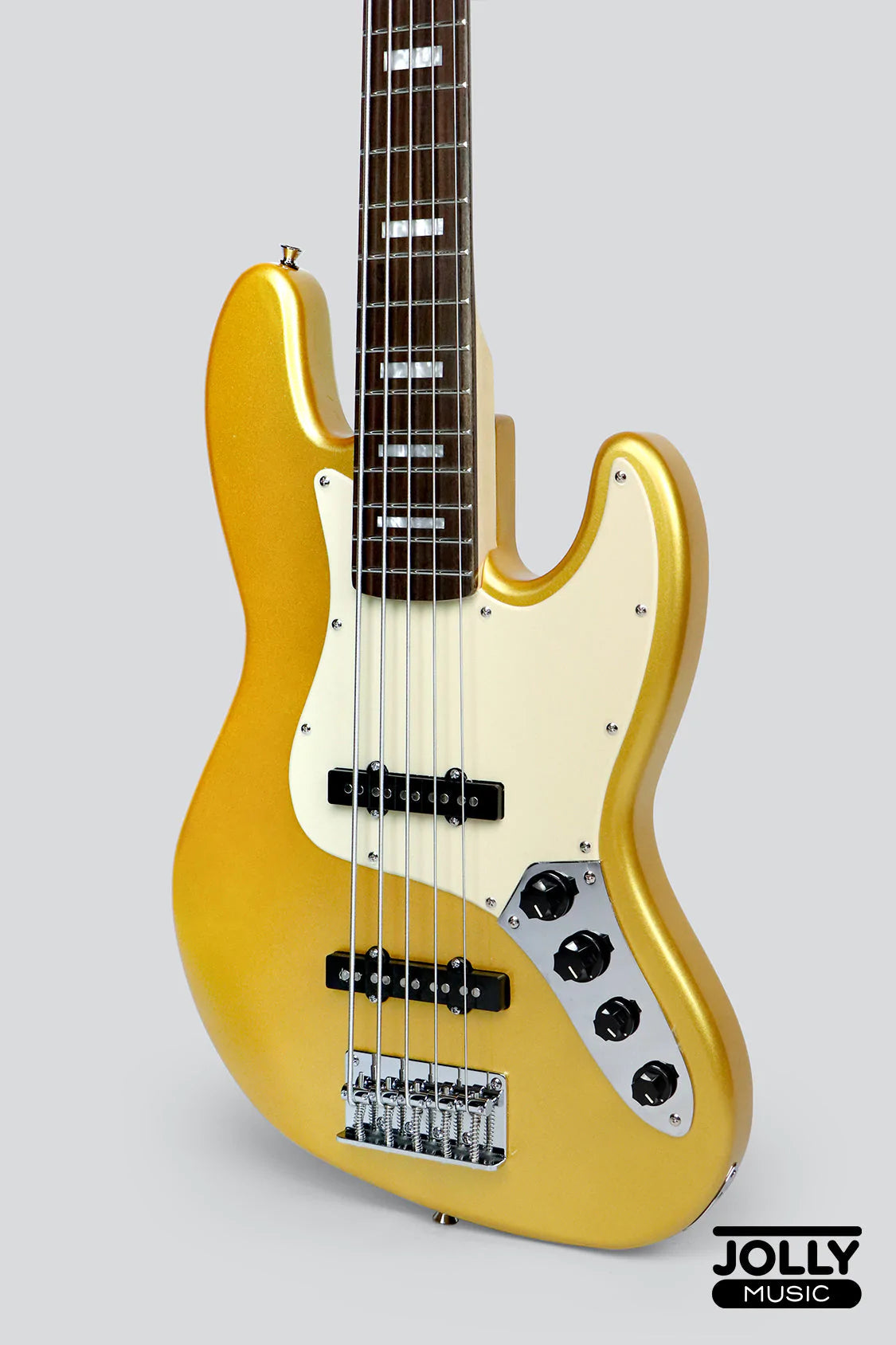 J-Craft JB-2A J-Offset 5-String Bass Guitar - Metallic Gold