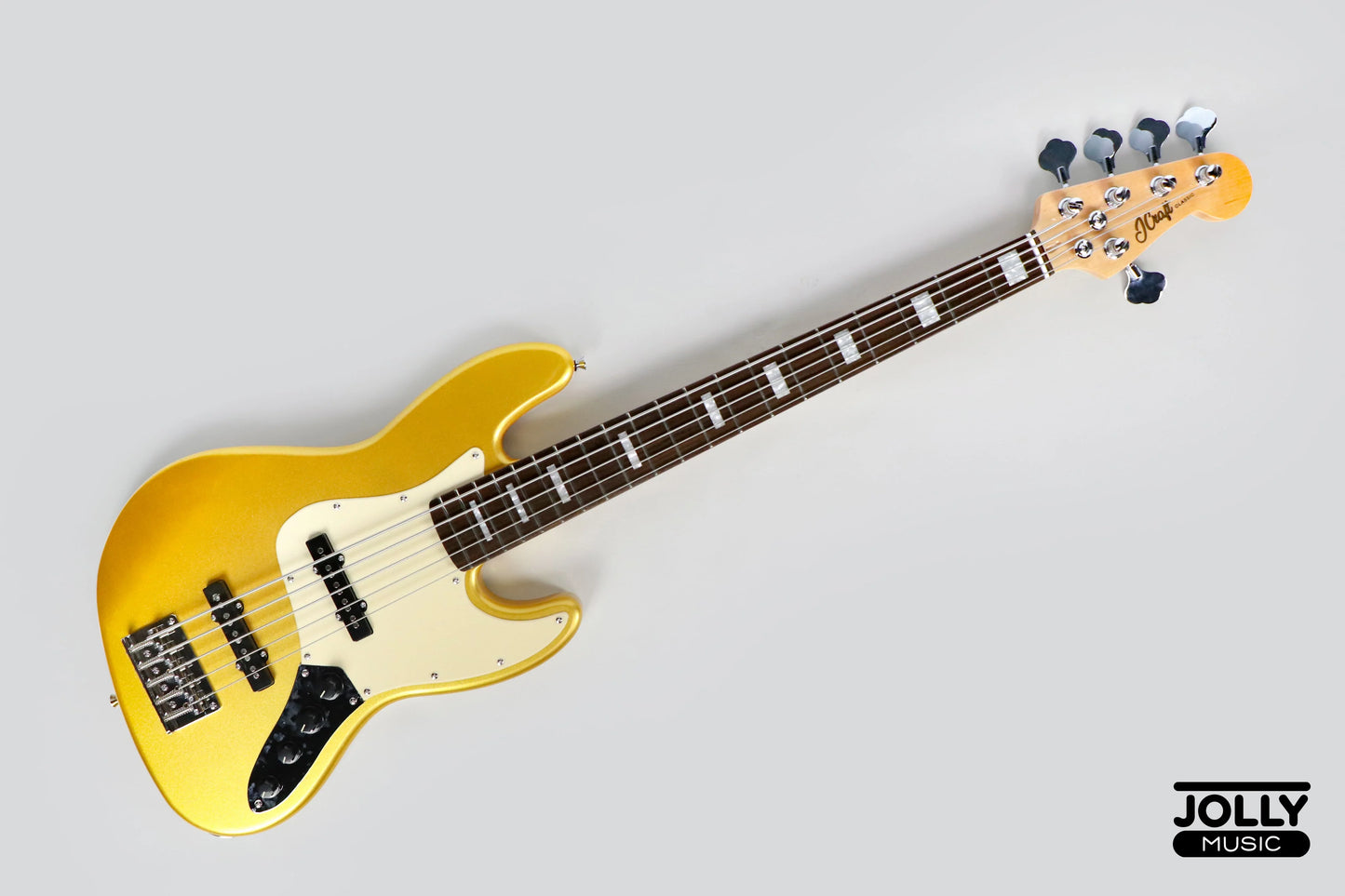 J-Craft JB-2A J-Offset 5-String Bass Guitar - Metallic Gold