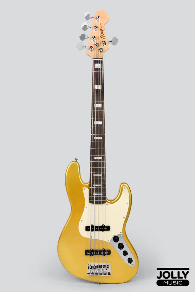 J-Craft JB-2A J-Offset 5-String Bass Guitar - Metallic Gold