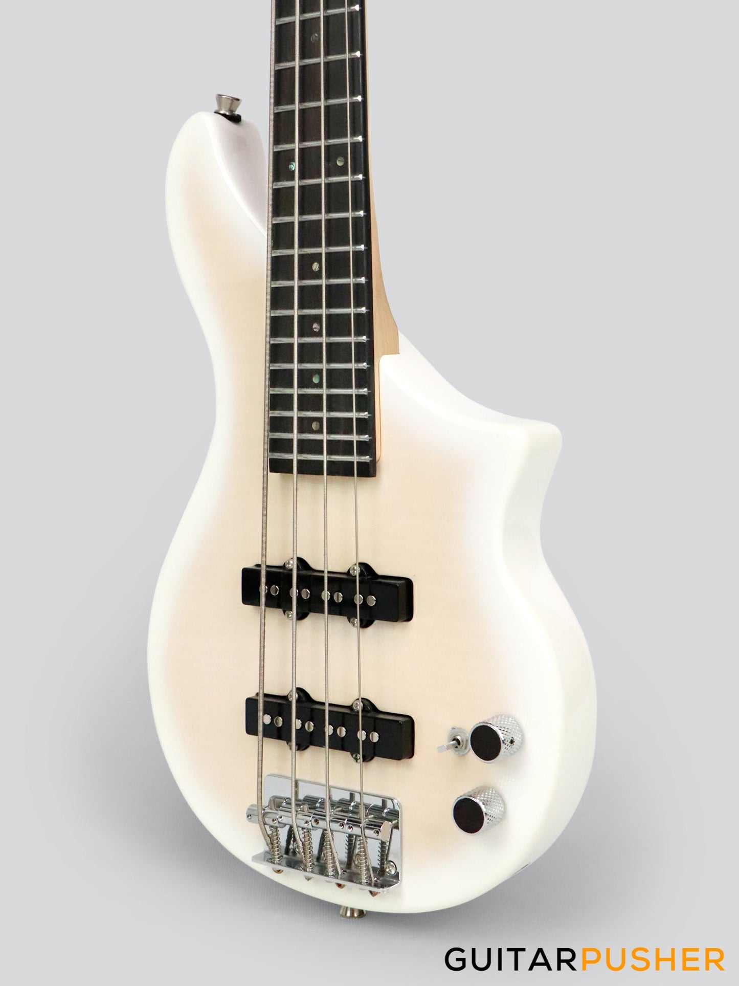 Tiny Boy Bass JB Type Series Flamed Maple Top 4-String JB Bass with Gigbag - Transwhite