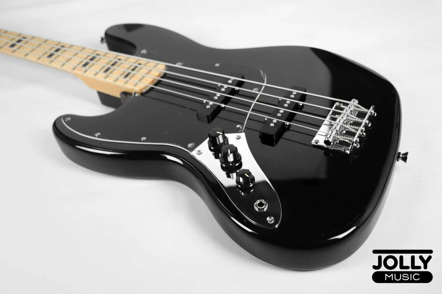 JCraft JB-1 Left Handed J-Offset 4-String Bass Guitar with Gigbag - Black