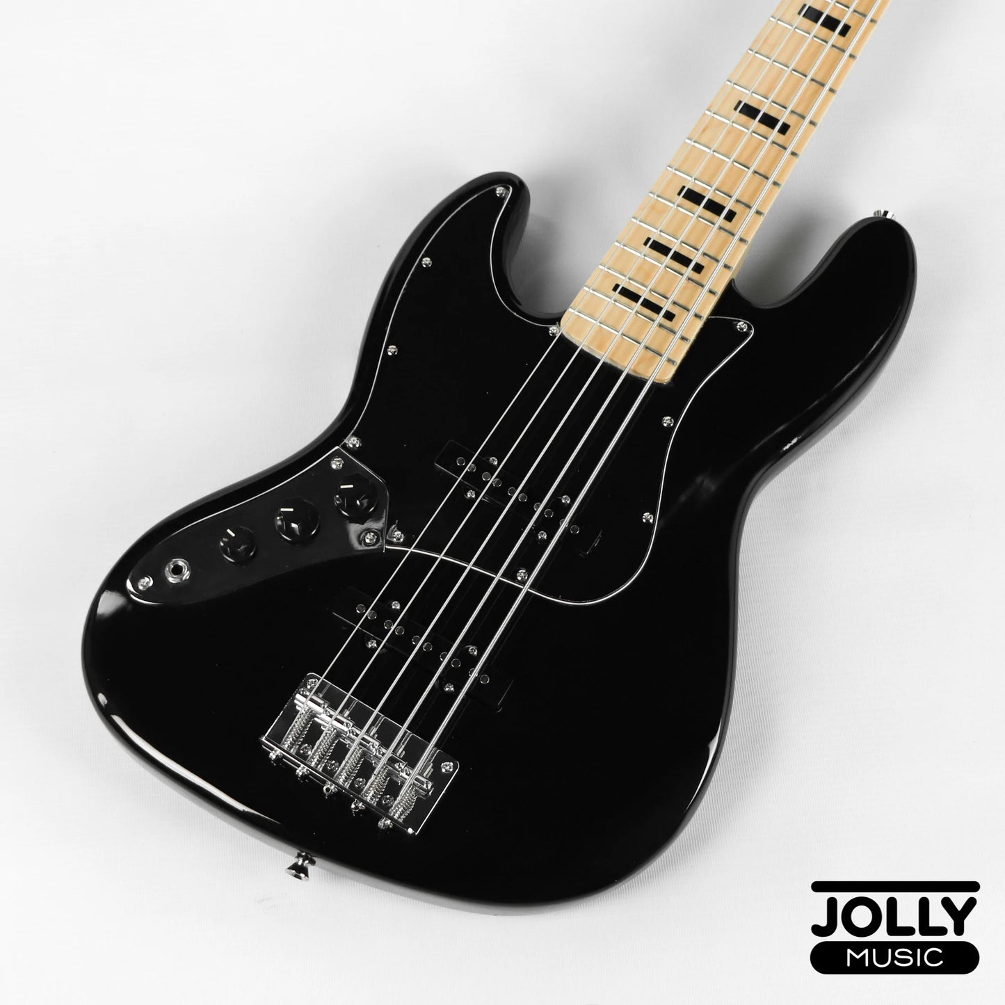 JCraft JB-1 Left Handed J-Offset 5-String Bass Guitar with Gigbag - Black