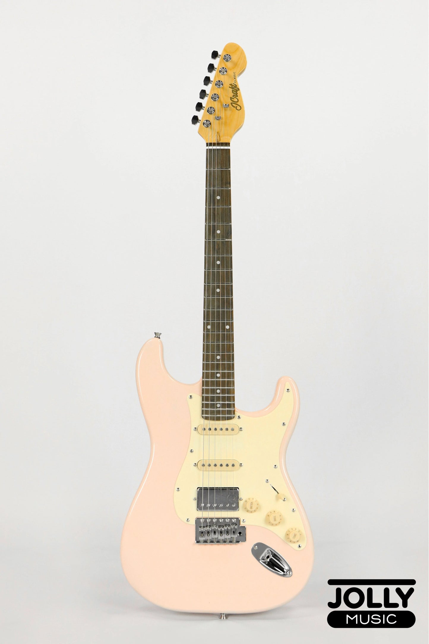 JCraft S-2HC HSS Electric Guitar with Gigbag - Shell Pink